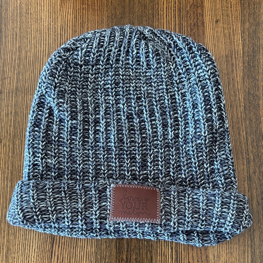 Love Your Melon Black and White Knit Beanie